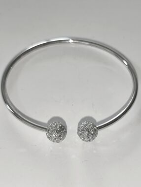 Tiffany & Co 18K Gold HardWear Two Diamond Ball Bracelet Cuff